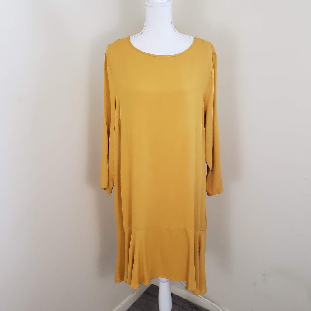 JustFab Flounce Hem Shift Dress Yellow Size XXL